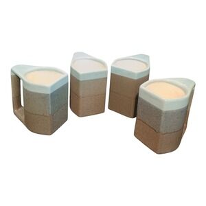 Rodolfo Padilla Mexico Coffee Mug Blue Ombre Drip Glaze Pottery Stoneware 4 cups